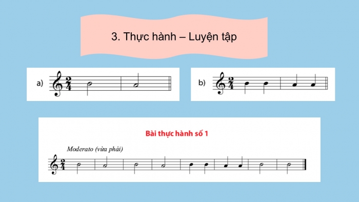 Giáo án PPT Âm nhạc 6 chân trời Tiết 6: Kí hiệu âm bằng hệ thống chữ cái Latin, Nhạc cụ thể hiện tiết tấu Bài thực hành số 2, Sáo recorder và Kèn phím Bài thực hành số 1