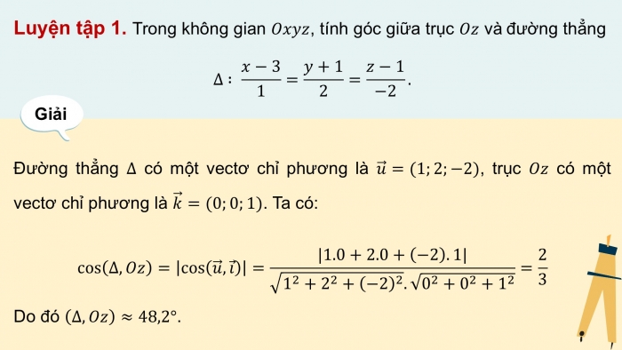 Giáo án điện tử Toán 12 kết nối Bài 16: Công thức tính góc trong không gian