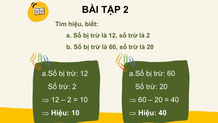 Giáo án PPT Toán 2 cánh diều bài Số bị trừ – Số trừ – Hiệu