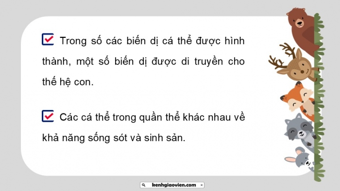 Giáo án điện tử Sinh học 12 cánh diều Bài 16: Quan niệm của Darwin về chọn lọc tự nhiên và hình thành loài