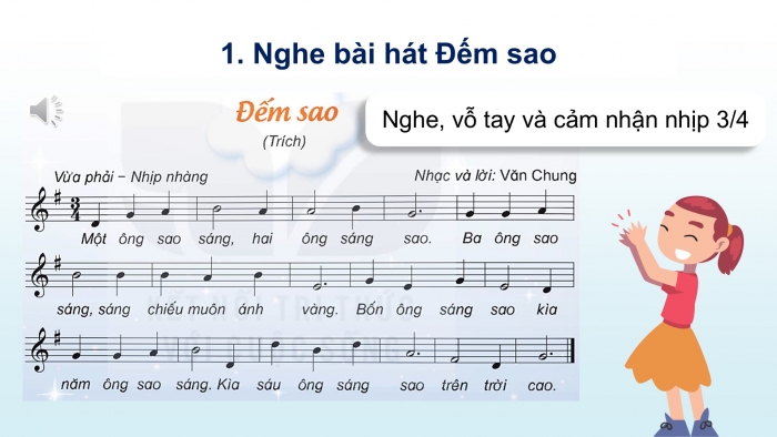 Giáo án điện tử Âm nhạc 5 kết nối Tiết 19: Lí thuyết âm nhạc Nhịp 3/4, Đọc nhạc Bài số 3