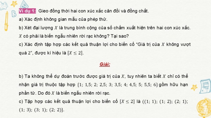 Giáo án điện tử chuyên đề Toán 12 chân trời Bài 1: Biến ngẫu nhiên rời rạc