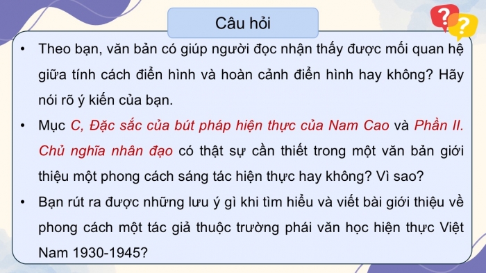 Giáo án điện tử chuyên đề Ngữ văn 12 chân trời CĐ 3 Phần 2: Yêu cầu và cách thức viết bài giới thiệu về phong cách sáng tác của một trường phái văn học (cổ điển, lãng mạn hoặc hiện thực)