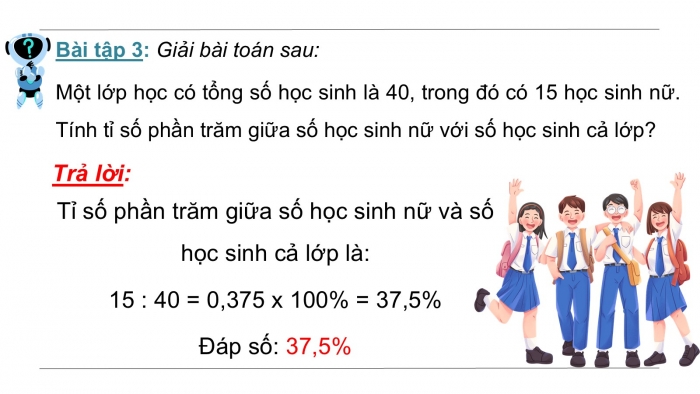 Giáo án PPT dạy thêm Toán 5 Kết nối bài 40: Tìm tỉ số phần trăm của hai số