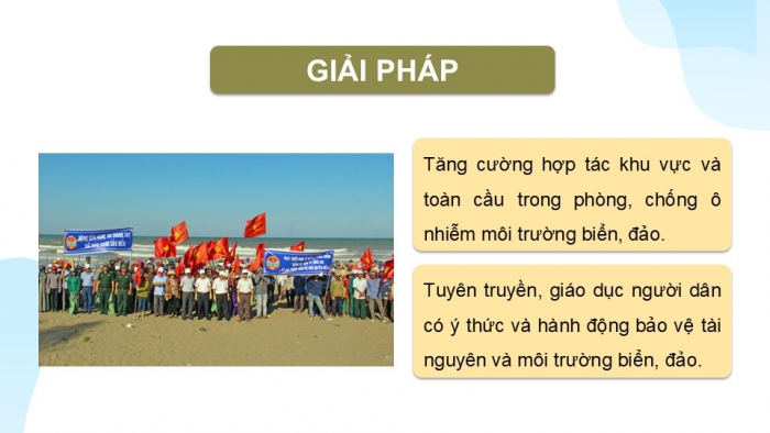 Giáo án điện tử Địa lí 9 kết nối Bài 22: Phát triển tổng hợp kinh tế và bảo vệ tài nguyên, môi trường biển đảo (P2)