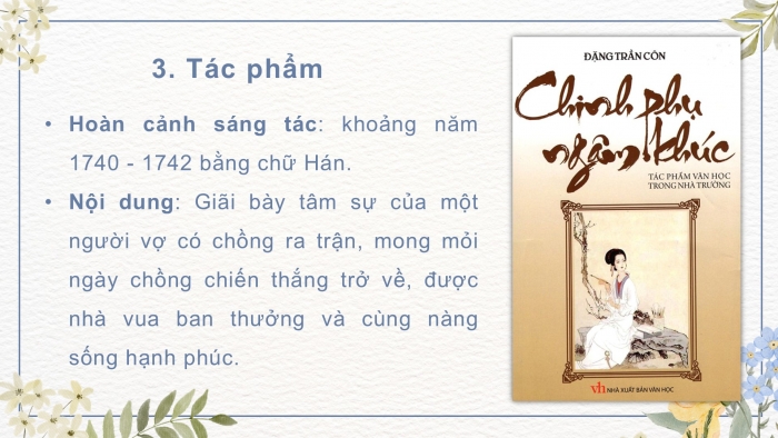 Giáo án PPT dạy thêm Ngữ văn 9 Chân trời bài 8: Nỗi nhớ thương của người chinh phụ (Nguyên tác chữ Hán: Đặng Trần Côn, bản diễn Nôm: Phan Huy Ích)