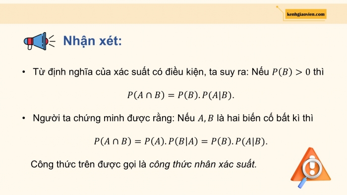 Giáo án điện tử Toán 12 cánh diều Bài 1: Xác suất có điều kiện