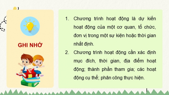 Giáo án điện tử Tiếng Việt 5 cánh diều Bài 17: Viết chương trình hoạt động (Cách viết)