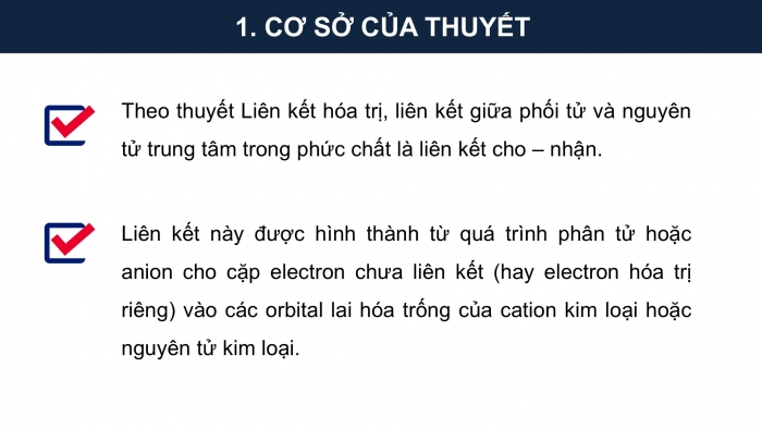 Giáo án điện tử chuyên đề Hoá học 12 cánh diều Bài 7: Liên kết và cấu tạo của phức chất