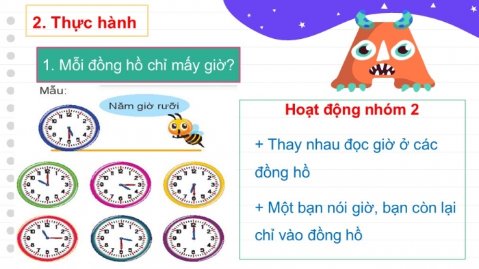 Giáo án PPT Toán 2 chân trời bài Giờ, phút, xem đồng hồ