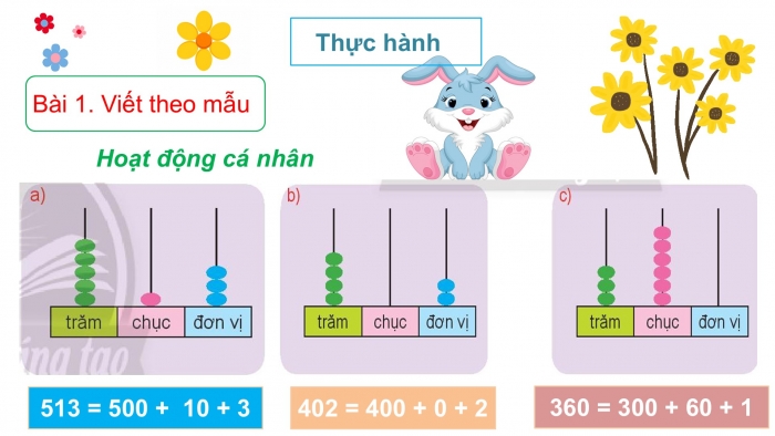 Giáo án PPT Toán 2 chân trời bài Viết số thành tổng các trăm, chục, đơn vị