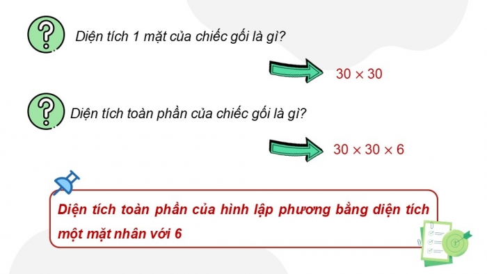 Giáo án điện tử Toán 5 kết nối Bài 51: Diện tích xung quanh và diện tích toàn phần của hình lập phương