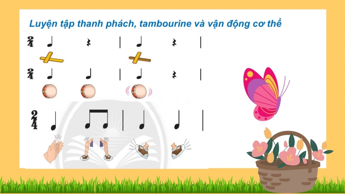 Giáo án PPT Âm nhạc 2 chân trời Tiết 2: Hát Ngày mùa vui (Lời 2), Làm quen gõ thanh phách. Luyện tập mẫu âm