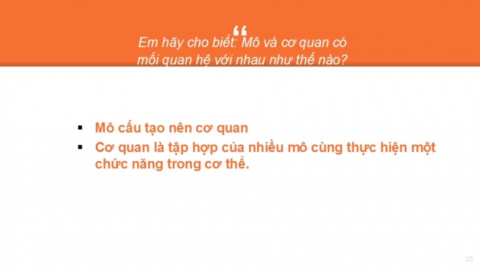 Giáo án PPT KHTN 6 chân trời Bài 20: Các cấp độ tổ chức trong cơ thể đa bào