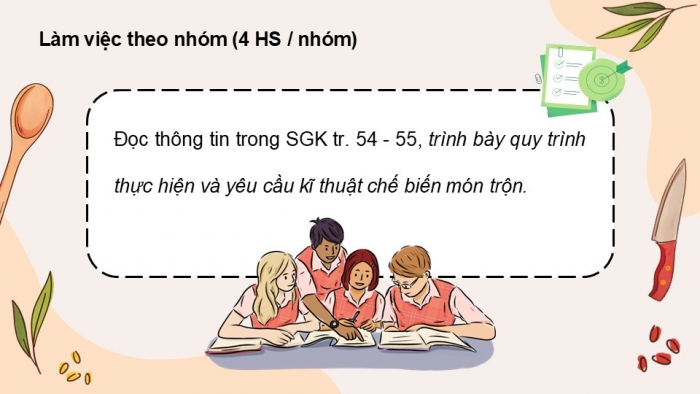 Giáo án điện tử Công nghệ 9 Chế biến thực phẩm Cánh diều Bài 8: Chế biến thực phẩm không sử dụng nhiệt