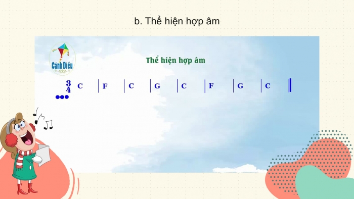 Giáo án PPT Âm nhạc 6 cánh diều Tiết 3: Luyện đọc quãng 3. Bài đọc nhạc số 3, Thế bấm các hợp âm C, F, G trên kèn phím, Trải nghiệm và khám phá