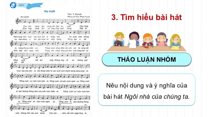 Giáo án điện tử Âm nhạc 9 kết nối Tiết 23: Hát Bài hát Nụ cười