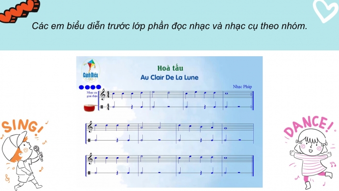 Giáo án PPT Âm nhạc 6 cánh diều Tiết 4: Ôn tập Bài đọc nhạc số 4, Ôn tập bài hoà tấu và bài tập tiết tấu, Ôn tập bài hát Tình bạn bốn phương