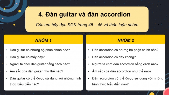 Giáo án PPT Âm nhạc 6 cánh diều Tiết 3: Bài đọc nhạc số 6, Cung và nửa cung, Nghe tác phẩm Romance, Đàn guitar và đàn accordion