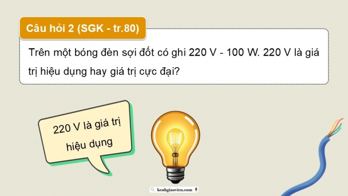 Giáo án điện tử Vật lí 12 cánh diều Bài 4: Đại cương về dòng điện xoay chiều