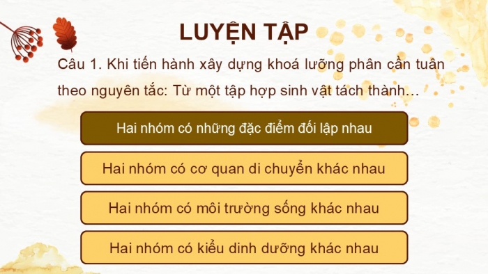 Giáo án PPT KHTN 6 kết nối Bài 26: Khoá lưỡng phân