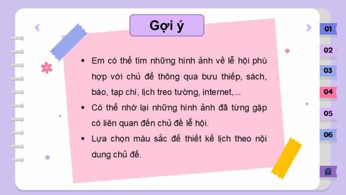 Giáo án PPT Mĩ thuật 6 kết nối Bài 12: Màu sắc lễ hội trong thiết kế lịch treo tường