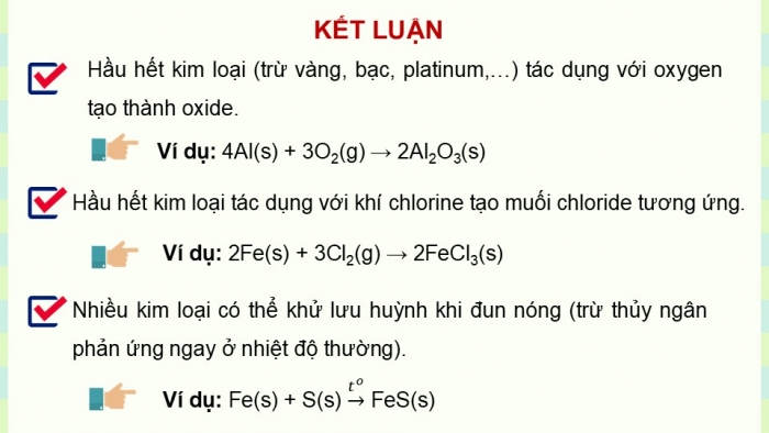 Giáo án điện tử Hóa học 12 cánh diều Bài 14: Tính chất hóa học của kim loại