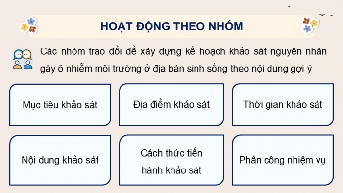 Giáo án điện tử Hoạt động trải nghiệm 9 cánh diều Chủ đề 7 - Hoạt động giáo dục 2: Phòng chống ô nhiễm và bảo vệ môi trường