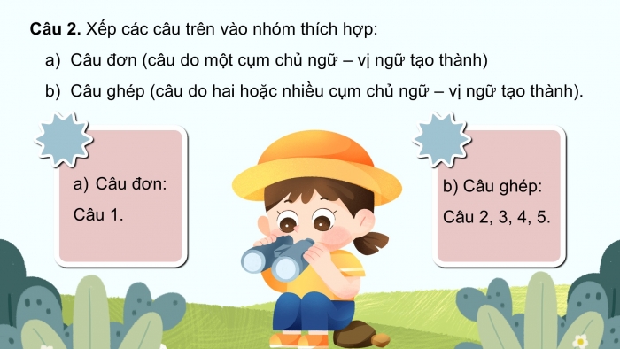 Giáo án điện tử Tiếng Việt 5 cánh diều Bài 11: Câu đơn và câu ghép