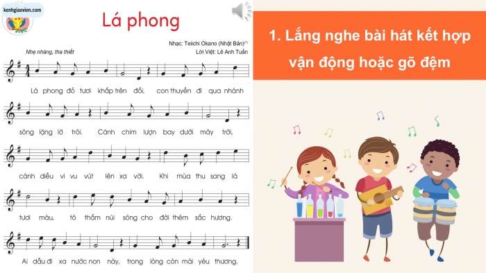 Giáo án điện tử Âm nhạc 5 cánh diều Tiết 20: Ôn tập bài hát Lá phong, Thường thức âm nhạc – Tìm hiểu nhạc cụ Đàn nguyệt