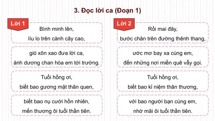 Giáo án điện tử Âm nhạc 5 kết nối Tiết 23: Hát Tuổi hồng ơi