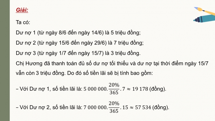 Giáo án điện tử chuyên đề Toán 12 kết nối Bài 6: Tín dụng. Vay nợ