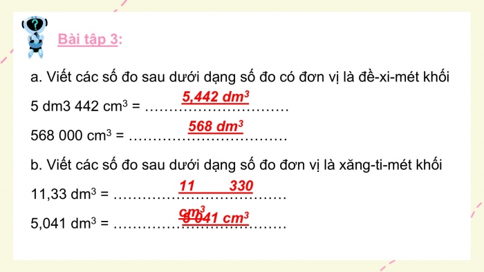 Giáo án PPT dạy thêm Toán 5 Kết nối bài 46: Xăng-ti-mét khối. Đề-xi-mét khối