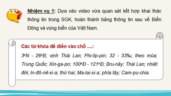 Giáo án điện tử Địa lí 12 kết nối Bài 33: Phát triển kinh tế và đảm bảo quốc phòng an ninh ở Biển Đông và các đảo, quần đảo