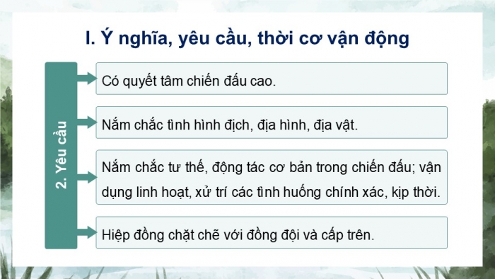 Giáo án điện tử Quốc phòng an ninh 12 kết nối Bài 8: Vận dụng các tư thế, động tác cơ bản khi vận động trong chiến đấu