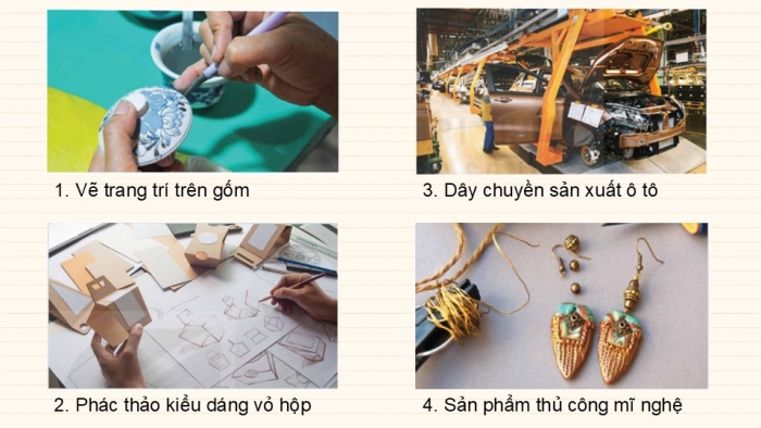 Giáo án điện tử Mĩ thuật 9 kết nối Bài 16: Đặc trưng của ngành, nghề liên quan đến mĩ thuật ứng dụng