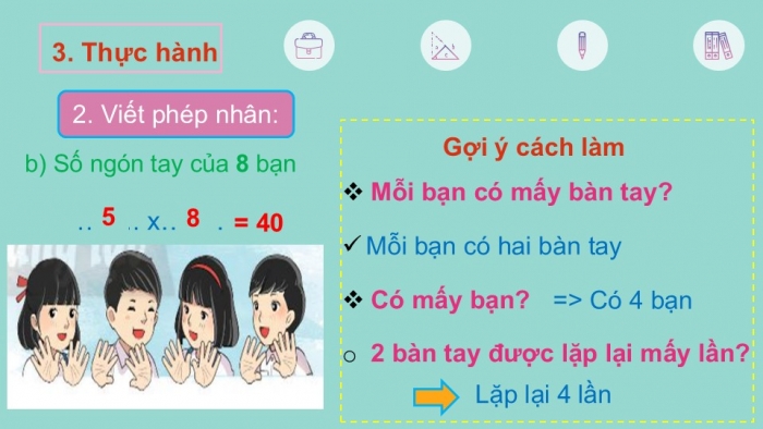 Giáo án PPT Toán 2 chân trời bài Phép nhân