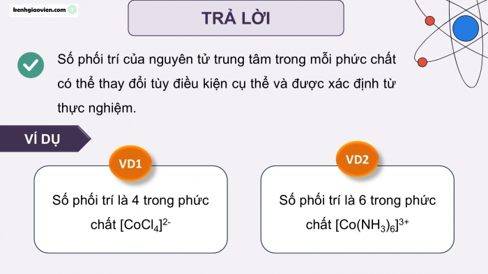 Giáo án điện tử chuyên đề Hoá học 12 cánh diều Bài 6: Một số khái niệm cơ bản về phức chất