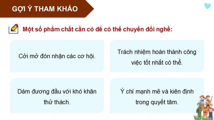 Giáo án điện tử Hoạt động trải nghiệm 12 chân trời bản 1 Chủ đề 8: Sẵn sàng học tập và lao động (P3)