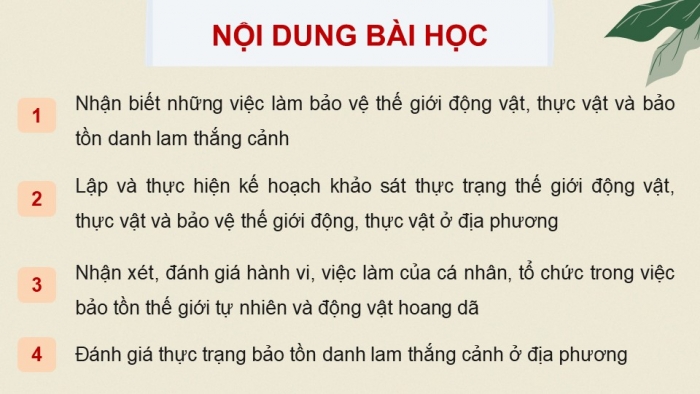 Giáo án điện tử Hoạt động trải nghiệm 12 chân trời bản 1 Chủ đề 9: Bảo vệ cảnh quan thiên nhiên, thế giới động vật và thực vật (P1)