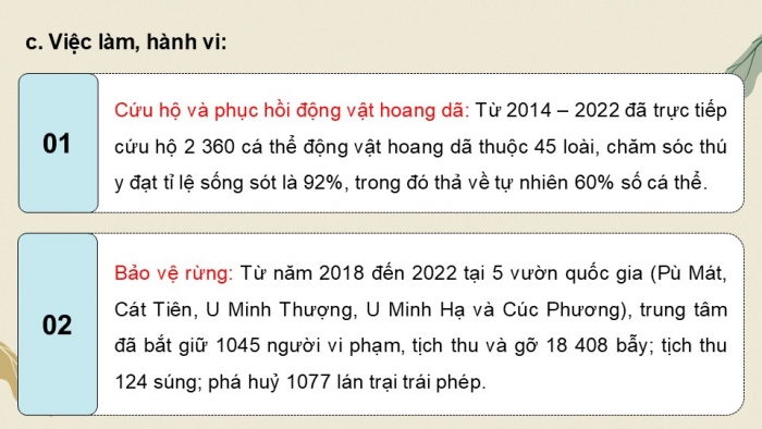 Giáo án điện tử Hoạt động trải nghiệm 12 chân trời bản 1 Chủ đề 9: Bảo vệ cảnh quan thiên nhiên, thế giới động vật và thực vật (P2)