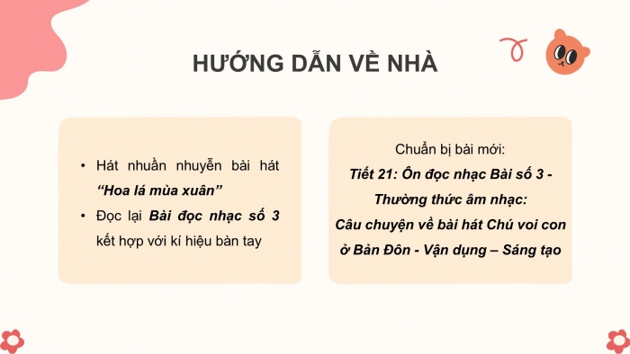 Giáo án PPT Âm nhạc 2 kết nối Tiết 20: Ôn tập bài hát Hoa lá mùa xuân, Đọc nhạc Bài số 3