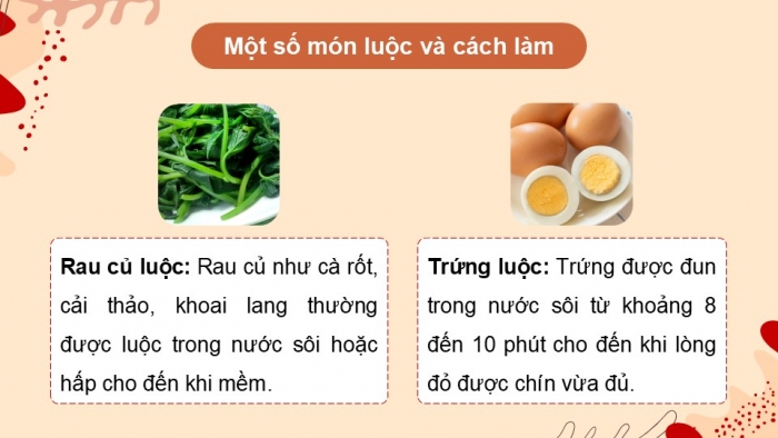 Giáo án điện tử Công nghệ 9 Chế biến thực phẩm Kết nối Bài 6: Chế biến thực phẩm có sử dụng nhiệt