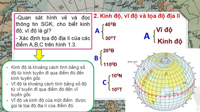 Giáo án PPT Địa lí 6 cánh diều Bài 1: Hệ thống kinh vĩ tuyến. Toạ độ địa lí của một địa điểm trên bản đồ