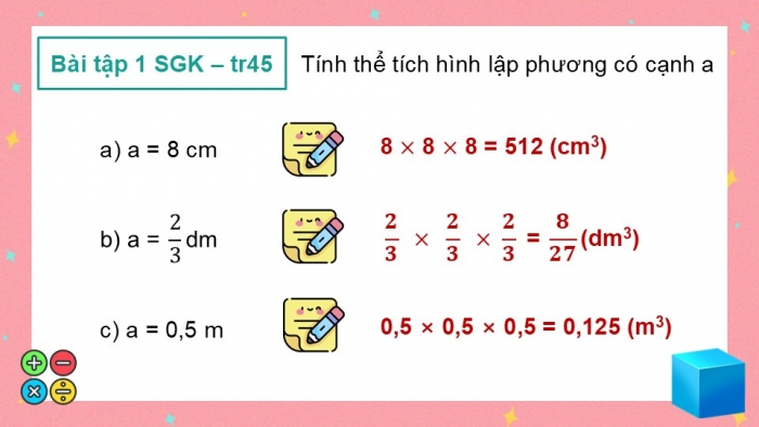 Giáo án điện tử Toán 5 chân trời Bài 74: Thể tích hình lập phương