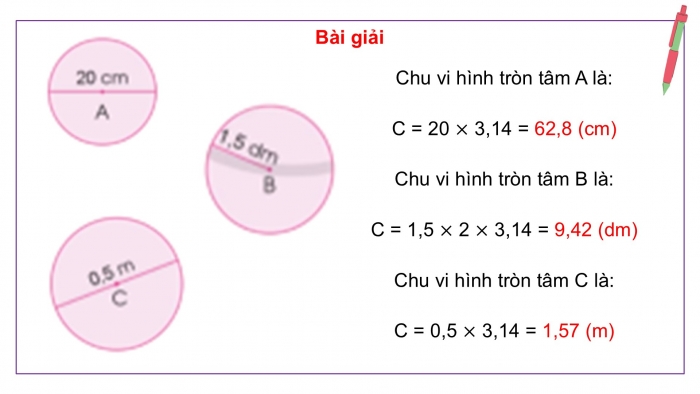 Giáo án điện tử Toán 5 cánh diều Bài 55: Chu vi hình tròn