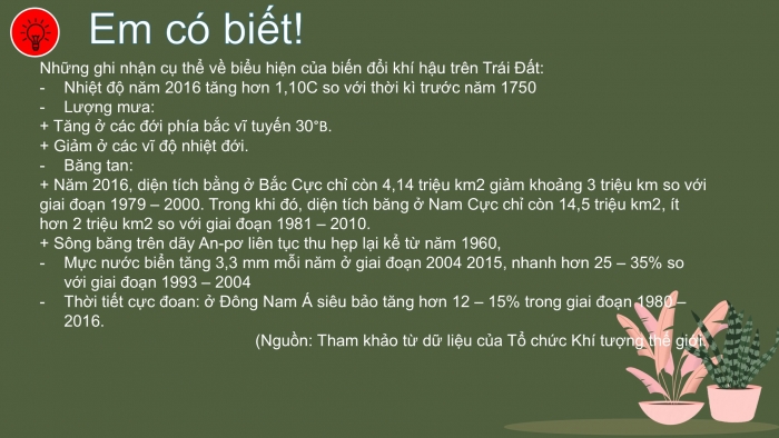 Giáo án PPT Địa lí 6 chân trời Bài 14: Biến đổi khí hậu và ứng phó với biến đổi khí hậu