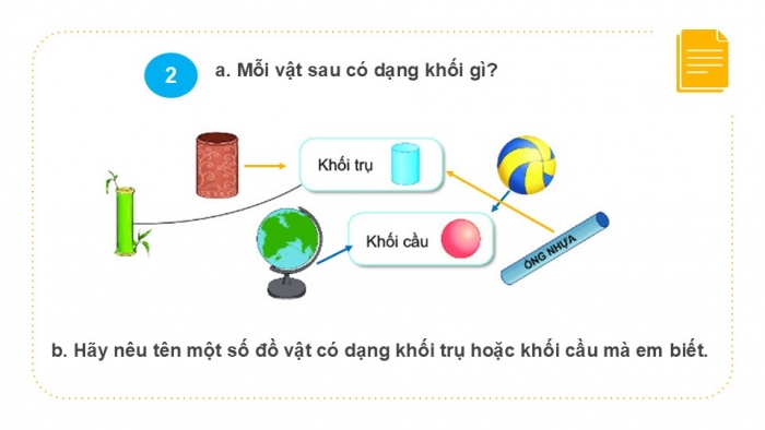 Giáo án PPT Toán 2 kết nối Bài 46: Khối trụ, khối cầu