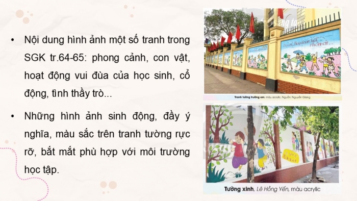 Giáo án điện tử Mĩ thuật 5 chân trời bản 2 Bài 15: Tranh tường ở trường em