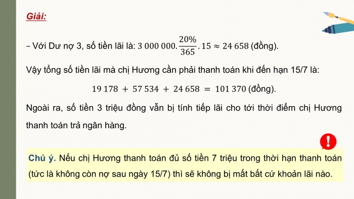 Giáo án điện tử chuyên đề Toán 12 kết nối Bài 6: Tín dụng. Vay nợ